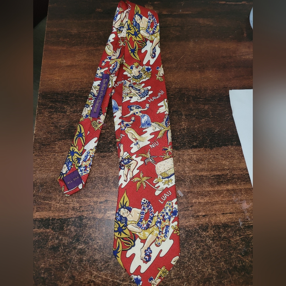 Vintage The Work of Ford Beckman Hawaiian Luau Novelty Silk Tie Made In USA